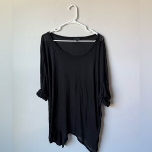 Eileen Fisher Women's Black Lagenlook Tunic Assymetric Blouse